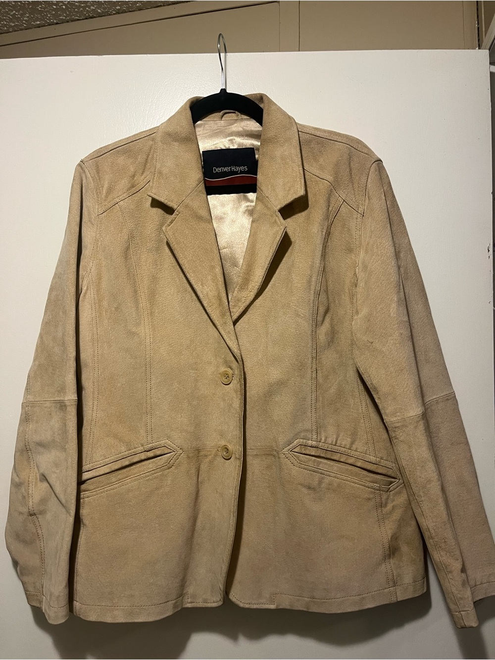 Denver Hayes Light Beige Suede Blazer Jacket